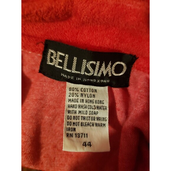 Vintage 70s 80s Bellisimo Terrycloth Red White Zip Up Track Bomber Jacket Unisex - Picture 5 of 5